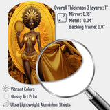 Orisha Oshun With Mirror African Goddess - Asymmetric Metal Wall Art