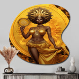 Orisha Oshun With Mirror African Goddess - Asymmetric Metal Wall Art