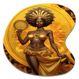 Orisha Oshun With Mirror African Goddess - Asymmetric Metal Wall Art