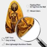 Orisha Oshun With Mirror African Goddess - Asymmetric Metal Wall Art