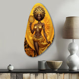 Orisha Oshun With Mirror African Goddess - Asymmetric Metal Wall Art