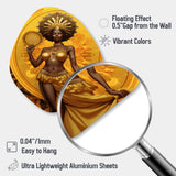 Orisha Oshun With Mirror African Goddess - Asymmetric Metal Wall Art