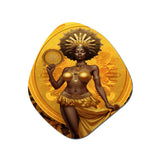 Orisha Oshun With Mirror African Goddess - Asymmetric Metal Wall Art