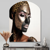 Bohemain Model With Leopard Pattern - Asymmetric Metal Wall Art