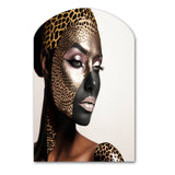 Bohemain Model With Leopard Pattern - Asymmetric Metal Wall Art