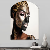 Bohemain Model With Leopard Pattern - Asymmetric Metal Wall Art