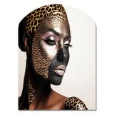 Bohemain Model With Leopard Pattern - Asymmetric Metal Wall Art