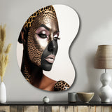 Bohemain Model With Leopard Pattern - Asymmetric Metal Wall Art