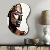 Bohemain Model With Leopard Pattern - Asymmetric Metal Wall Art