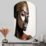 Bohemain Model With Leopard Pattern - Asymmetric Metal Wall Art