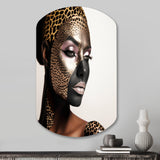 Bohemain Model With Leopard Pattern - Asymmetric Metal Wall Art