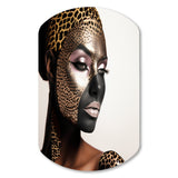 Bohemain Model With Leopard Pattern - Asymmetric Metal Wall Art