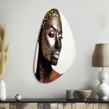 Bohemain Model With Leopard Pattern - Asymmetric Metal Wall Art