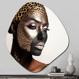 Bohemain Model With Leopard Pattern - Asymmetric Metal Wall Art