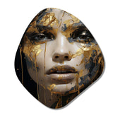 Glam Sensuality Woman Portrait Black Gold - Asymmetric Metal Wall Art