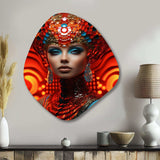 Futuristic Glam Portrait Of Gorgeous Woman - Asymmetric Metal Wall Art