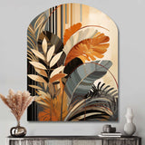 Funky Foliage In Terracotta Tones - Asymmetric Metal Wall Art