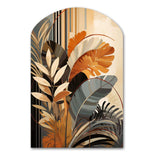 Funky Foliage In Terracotta Tones - Asymmetric Metal Wall Art