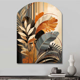 Funky Foliage In Terracotta Tones - Asymmetric Metal Wall Art