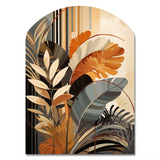 Funky Foliage In Terracotta Tones - Asymmetric Metal Wall Art