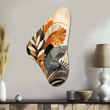 Funky Foliage In Terracotta Tones - Asymmetric Metal Wall Art