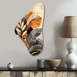 Funky Foliage In Terracotta Tones - Asymmetric Metal Wall Art