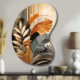 Funky Foliage In Terracotta Tones - Asymmetric Metal Wall Art