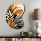 Funky Foliage In Terracotta Tones - Asymmetric Metal Wall Art