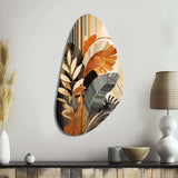 Funky Foliage In Terracotta Tones - Asymmetric Metal Wall Art