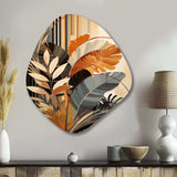 Funky Foliage In Terracotta Tones - Asymmetric Metal Wall Art