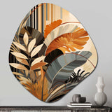 Funky Foliage In Terracotta Tones - Asymmetric Metal Wall Art