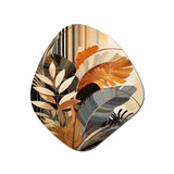 Funky Foliage In Terracotta Tones - Asymmetric Metal Wall Art