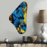 Bliss Of Happiness In Yellow And Blue I - Asymmetric Metal Wall Art