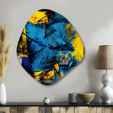 Bliss Of Happiness In Yellow And Blue I - Asymmetric Metal Wall Art