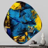 Bliss Of Happiness In Yellow And Blue I - Asymmetric Metal Wall Art