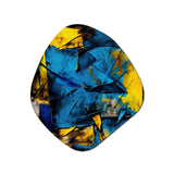 Bliss Of Happiness In Yellow And Blue I - Asymmetric Metal Wall Art