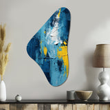 Bliss Of Happiness In Yellow And Blue II - Asymmetric Metal Wall Art