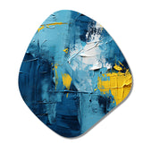 Bliss Of Happiness In Yellow And Blue II - Asymmetric Metal Wall Art