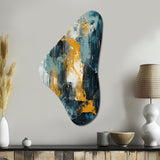 Bliss Of Happiness In Yellow And Blue III - Asymmetric Metal Wall Art