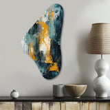 Bliss Of Happiness In Yellow And Blue III - Asymmetric Metal Wall Art