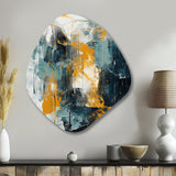 Bliss Of Happiness In Yellow And Blue III - Asymmetric Metal Wall Art