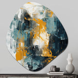 Bliss Of Happiness In Yellow And Blue III - Asymmetric Metal Wall Art