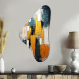 Bliss Of Happiness In Yellow And Blue VI - Asymmetric Metal Wall Art