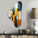 Bliss Of Happiness In Yellow And Blue VI - Asymmetric Metal Wall Art