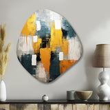 Bliss Of Happiness In Yellow And Blue VI - Asymmetric Metal Wall Art