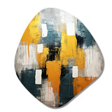 Bliss Of Happiness In Yellow And Blue VI - Asymmetric Metal Wall Art