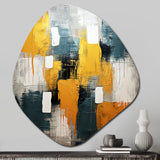 Bliss Of Happiness In Yellow And Blue VI - Asymmetric Metal Wall Art