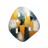 Bliss Of Happiness In Yellow And Blue VI - Asymmetric Metal Wall Art