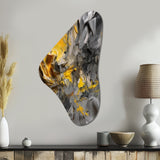 Bliss Of Happiness In Gray And Yellow - Asymmetric Metal Wall Art