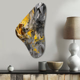 Bliss Of Happiness In Gray And Yellow - Asymmetric Metal Wall Art